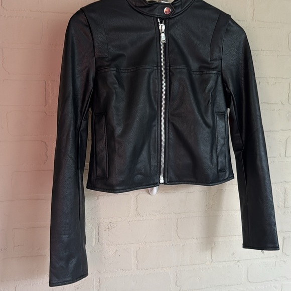 SPANX jacket Leather Like Moto luxe Black Women’s NEW XS Casual Closet Staple - Picture 7 of 7